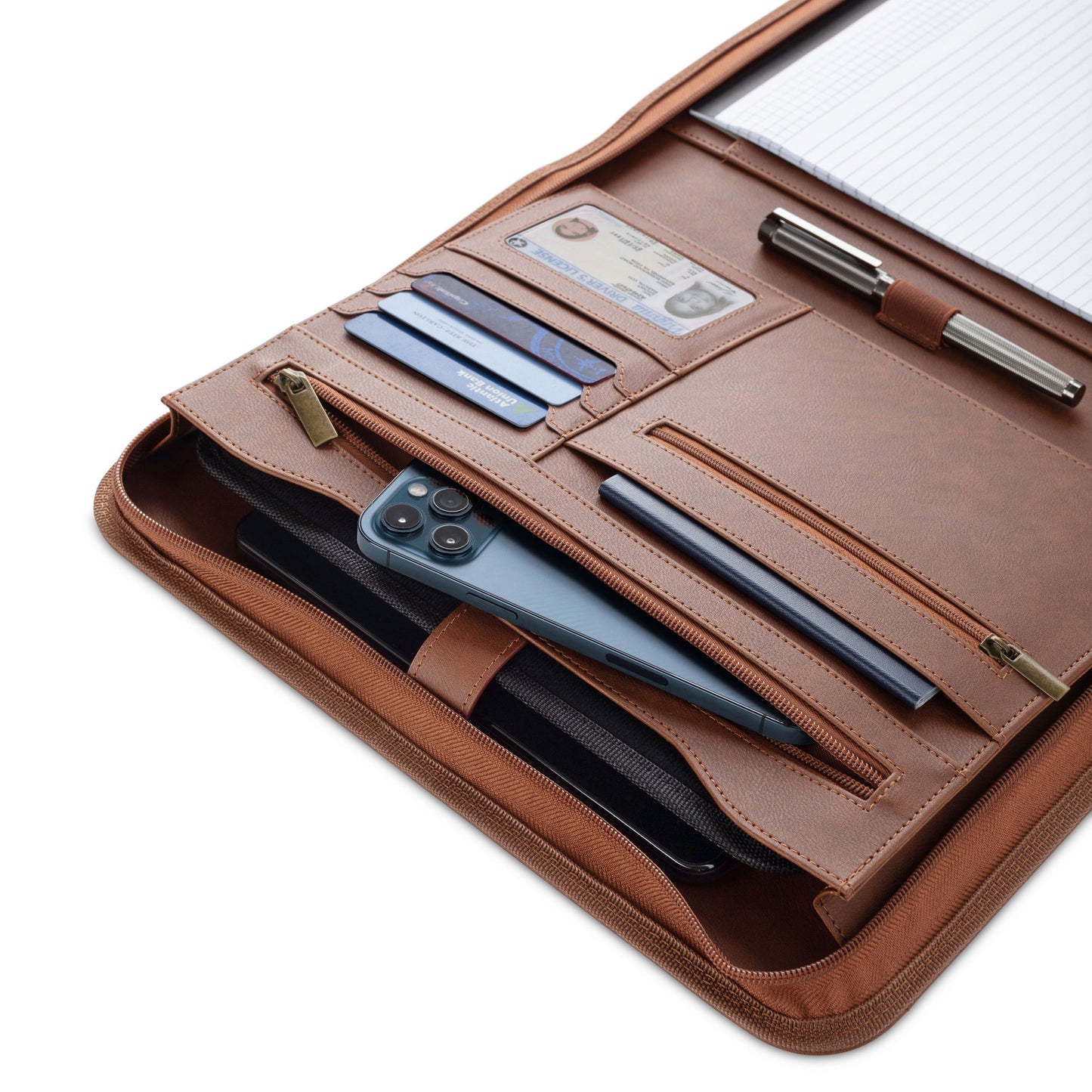 Slim Zippered Leather Portfolio