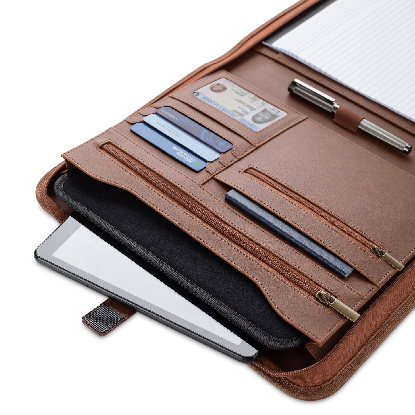 Slim Zippered Leather Portfolio