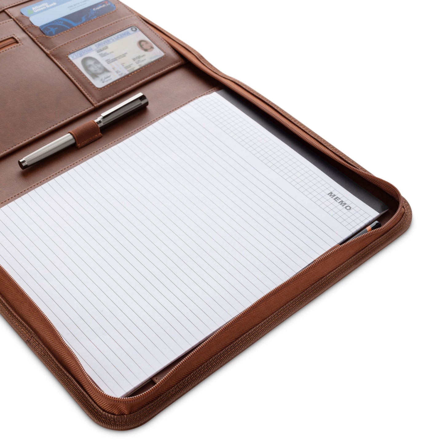 Slim Zippered Leather Portfolio