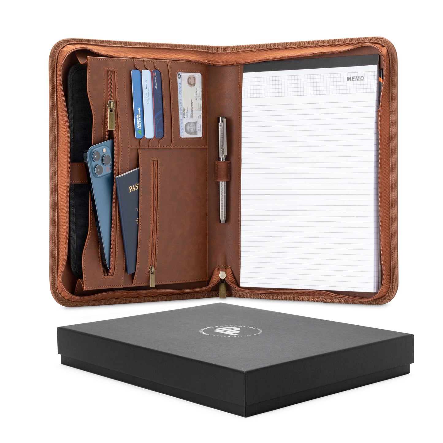Slim Zippered Leather Portfolio
