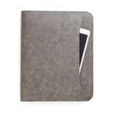 Galaxy Gray Zippered Leather Portfolio with 1-1/2 inch 3-Ring Binder