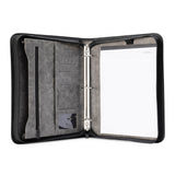 Galaxy Gray Zippered Leather Portfolio with 1-1/2 inch 3-Ring Binder